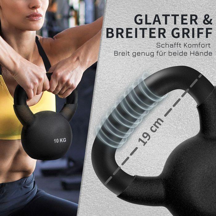 Produktbild Swisshandel24 Kettlebell, Kugelhantel, 10 kg, mit Kunststoffummantelung, Stahl, schwarz 19x12x22cm (1 x 10 kg)