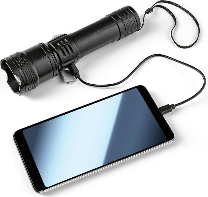Actual product image Easymaxx Taschenlampe wiederaufladbar 3.7 V schwarz inkl. USB-Kabel (17.50 cm, 200 lm)