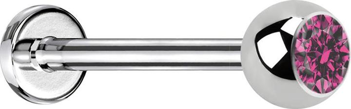 Image du produit Star Piercing Labret Micro Threadless argenté avec boule de cristal rose (sans laiton, Acier chirurgical 316L)