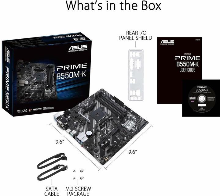 Actual product image ASUS PRIME B550M-K (AM4, AMD B550, mATX)