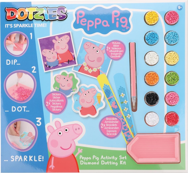 Image du produit Diamond Dotz DOTZIES® Original Diamond Painting Set Peppa Pig avec 6 motifs : 2 tableaux 15 x 15 cm, 2