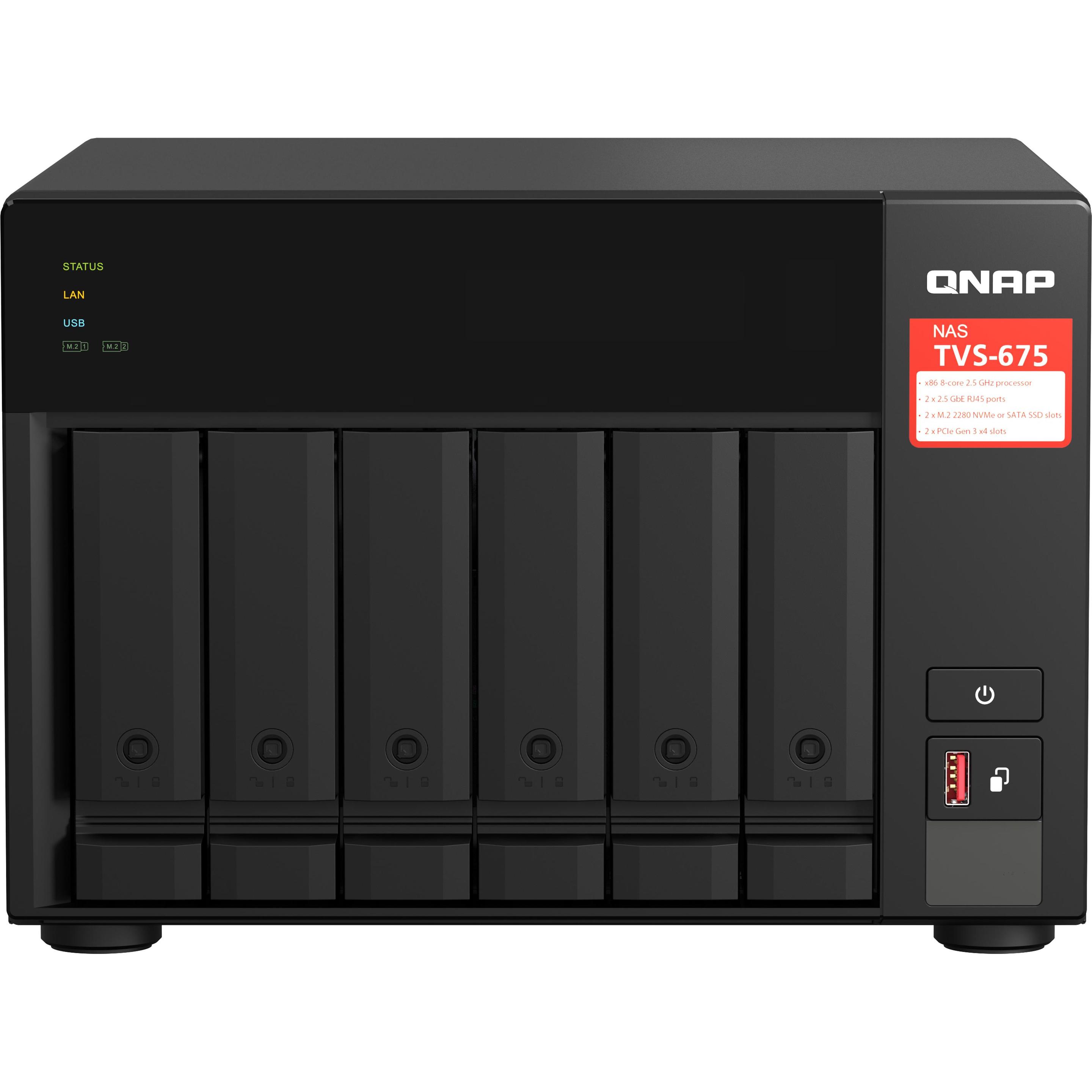 QNAP TVS-675-8G (0 TB), NAS, Schwarz