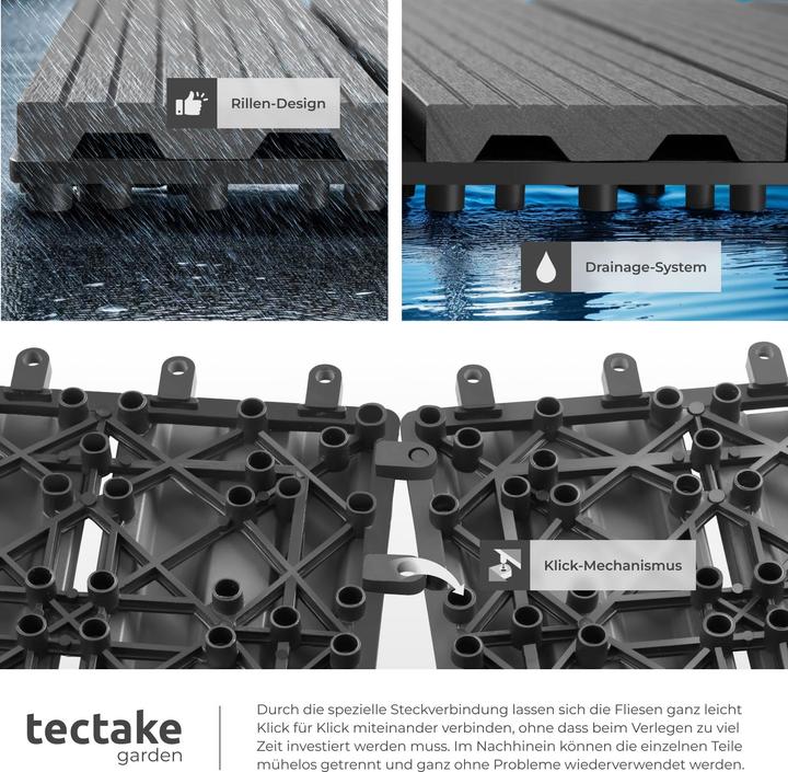Immagine prodotto tectake Set Terrassenfliesen (22 x, 31 x 31 cm)