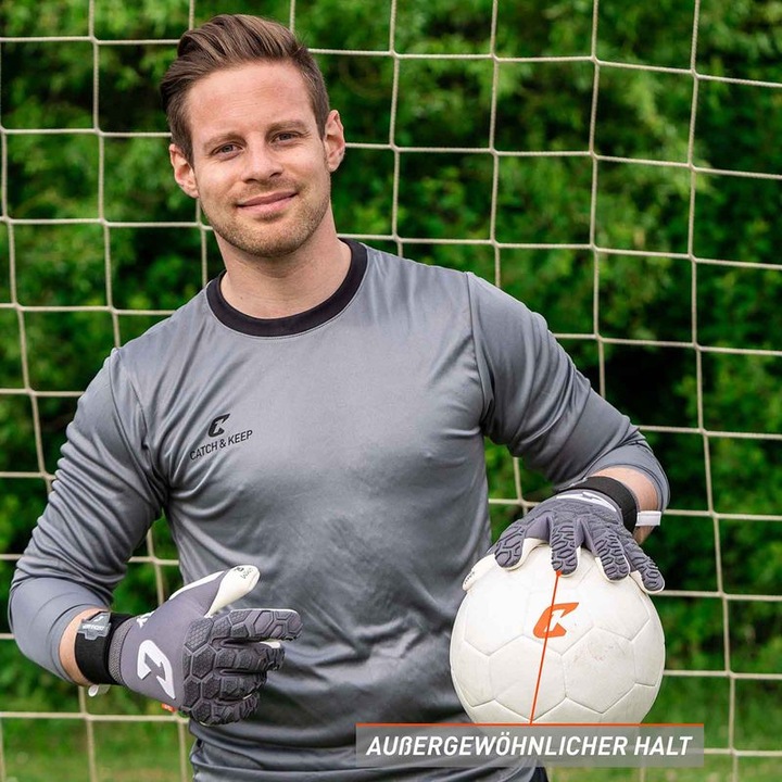 Produktbild Catch & Keep Fussballhandschuhe Fly Grey Soul Gr. 9 Grau Torwart Keeper Goalie Handschuhe (9)
