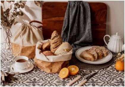 Image du produit Nuts Brotbeutel mit Kordel, Baumwolle M, cork/beige, 20 cm