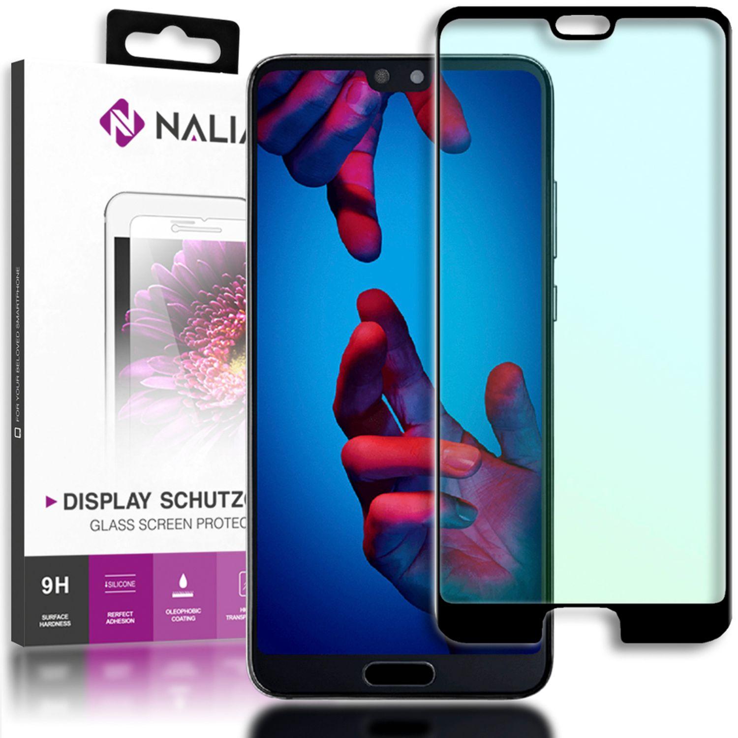Nalia Schutzglas (1 Stück, Huawei P20 Pro), Smartphone Schutzfolie, Schwarz