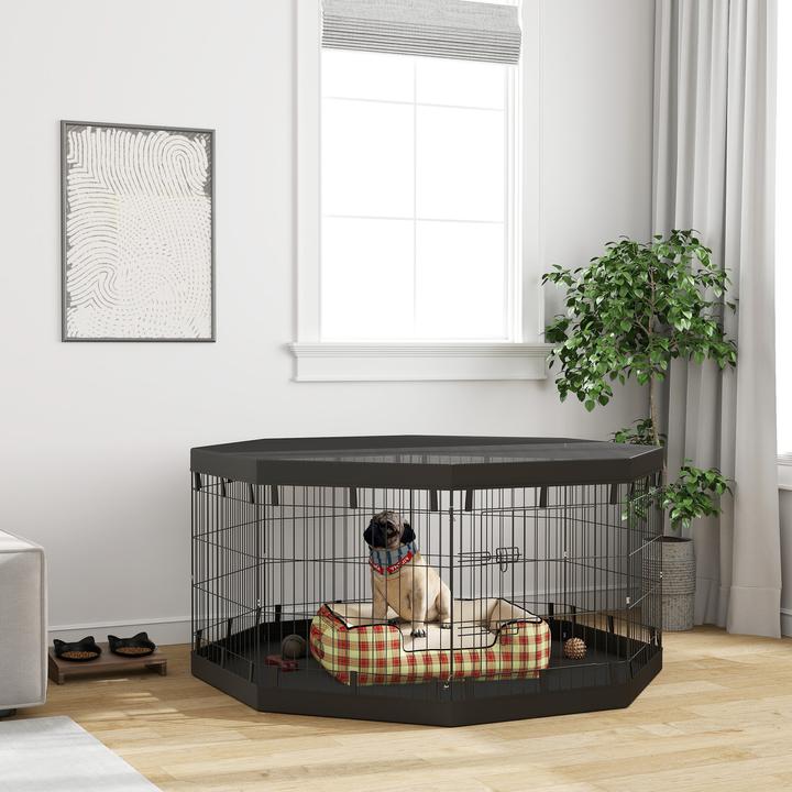 Produktbild PawHut Welpenauslauf Stahl, Polyester Schwarz
