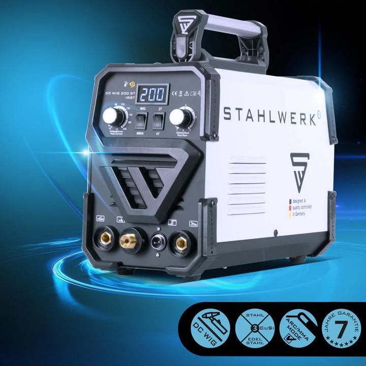 Actual product image Stahlwerk DC TIG 200 ST IGBT welding machine with 200 amps and MMA electric hand