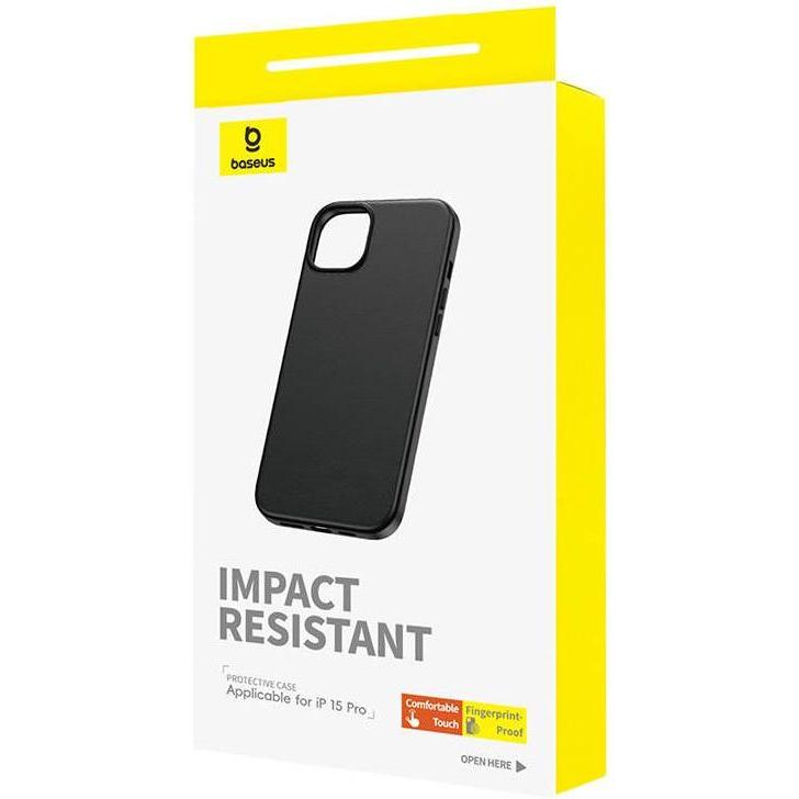 Thumbnail - Baseus Phone Case for iPhone 15 Pro Fauxther Series (Black) (Apple iPhone 15 Pro), Smartphone Hülle, Schwarz