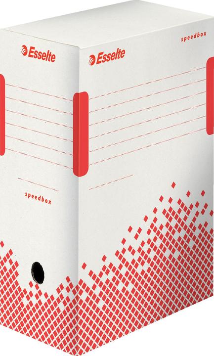 Produktbild Dymo Esselte Archivbox SPEEDBOX, DIN A4, weiss/rot,(B)150mm aus 100% recyceltem Karton, 100% (A4)