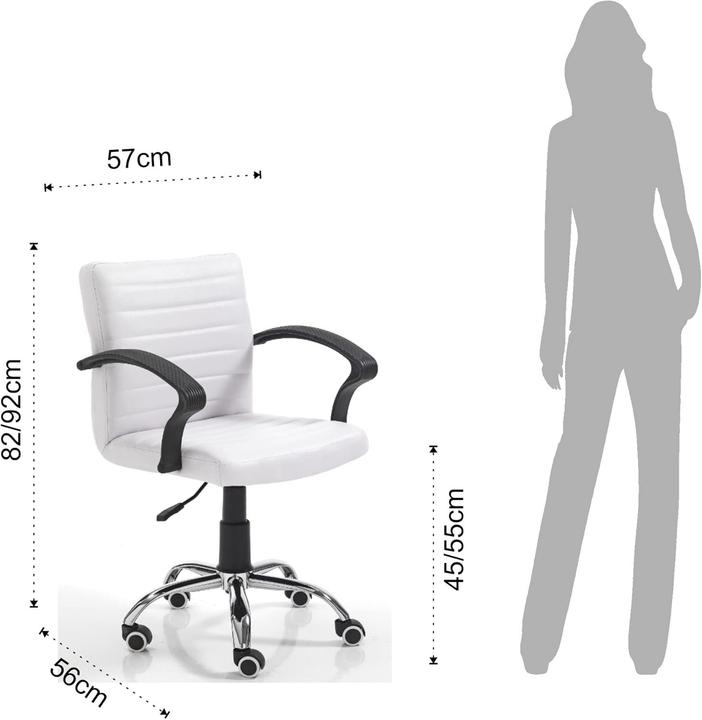Image du produit Tomasucci Fauteuil de bureau en similicuir blanc, design universel (45 - 55 cm)