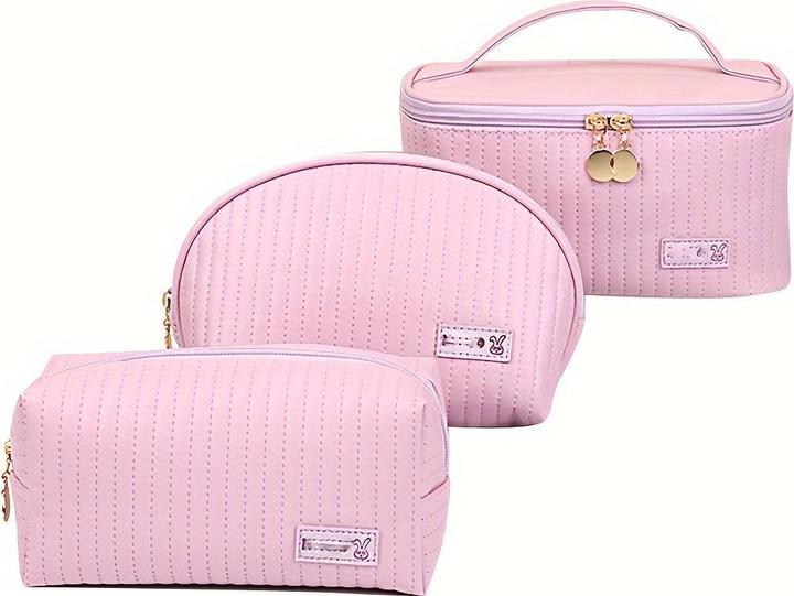 Only-Bags.Store 3pcs/set Kosmetiktasche, tragbare grosse Öffnung quadratische Kosmetiktasche / Shell Design