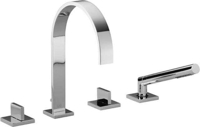 Dornbracht MEM bath tub four-hole mixer for bath tub rim or tile rim installation, projection 220 mm