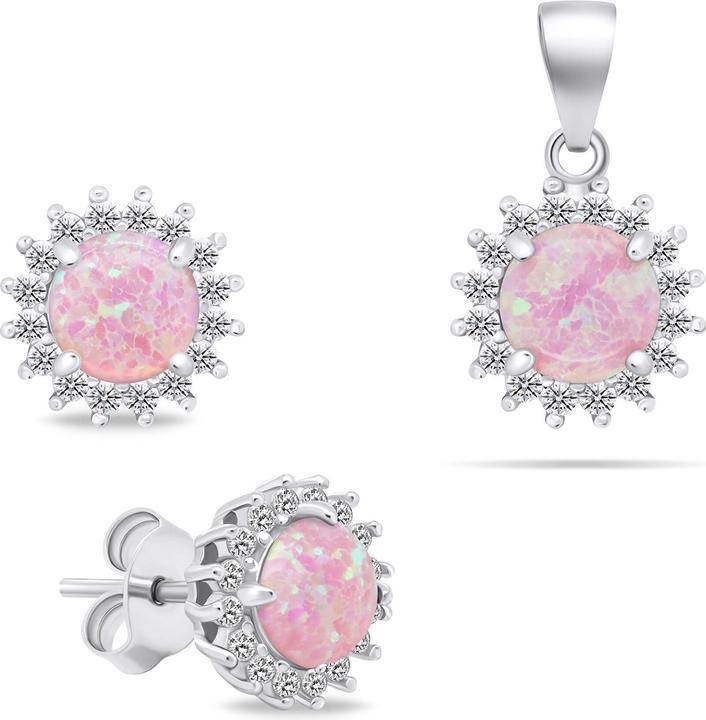 Brilio Beautiful Opal Jewelry Set SET231WP (Earrings, Pendant)