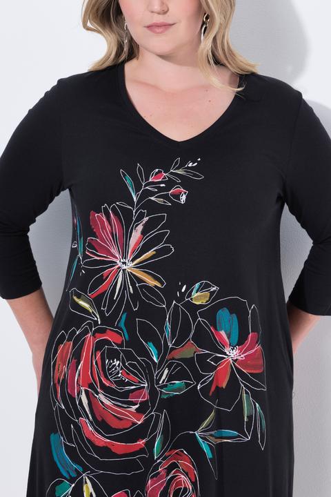 Produktbild Miamoda Kleid, A-Linie, Blumenmuster, 3/4-Ärmel (44)