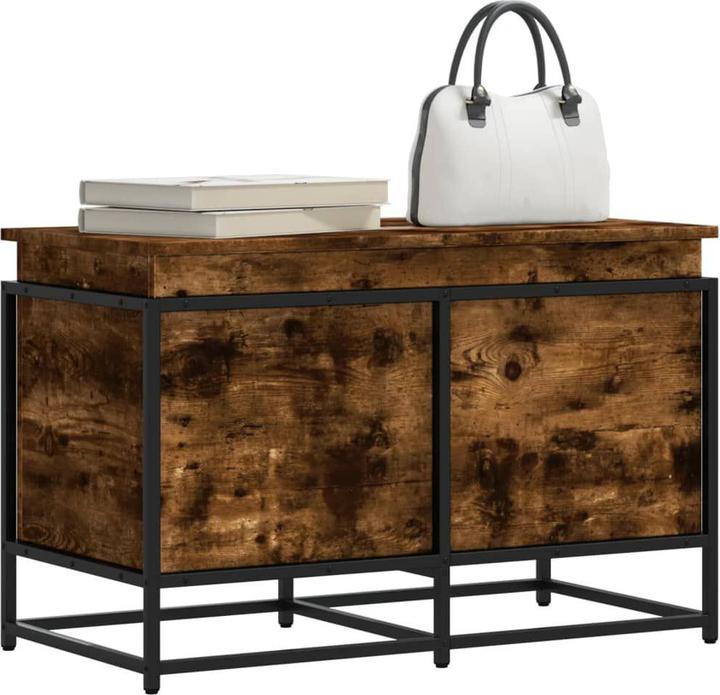 Image du produit vidaXL Coffre de rangement Couvercle Coffre à jouets Coffre à coussins Chêne fumé (80 x 40 x 51,5 cm)