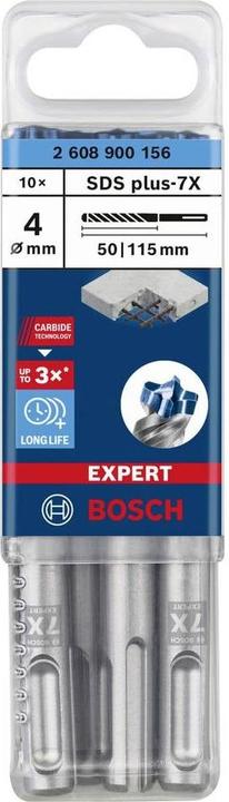 Actual product image Bosch Professional Zubehör EXPERT SDS plus-7X hammer drill bits, 4 x 50 x 115 mm, 10 pcs. (4.0 millimetre)