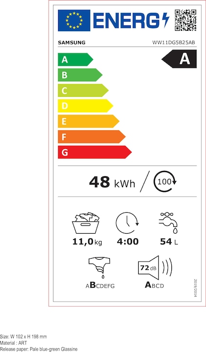 Energy Label Samsung WW11DG5B25AB (11 kg, Left)