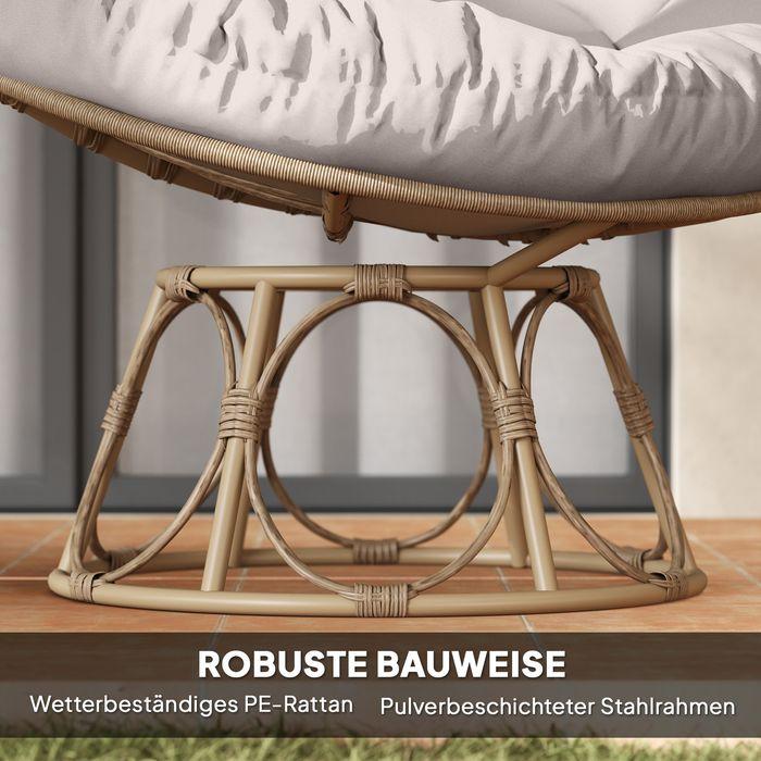 Produktbild Swisshandel24 Papasansessel Rattan 360° drehbar, bis 120 cm, Hellgrau