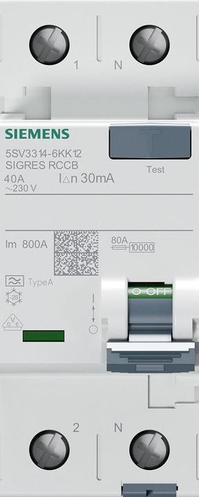 Produktbild Siemens RCCB Type A 40A 1+N-pole 30mA 230V 2mW