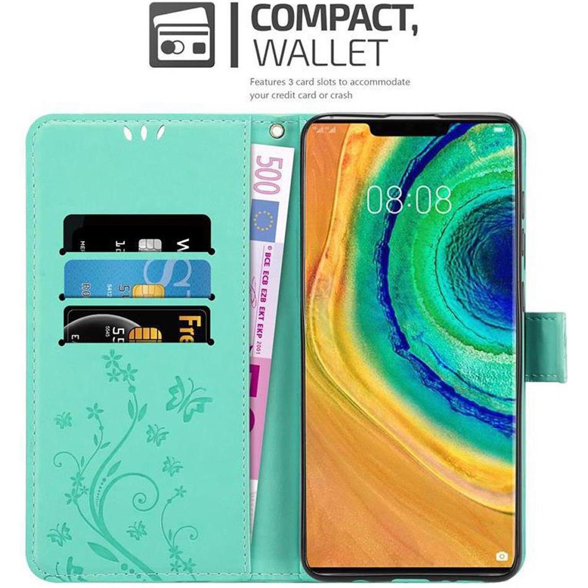 Thumbnail - Cadorabo Flower Book Cover (Huawei Mate 30 Pro), Smartphone Hülle, Türkis