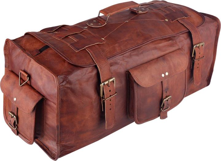 Image du produit Only-Bags.Store Sac de voyage en cuir pleine fleur avec rabat pour hommes, sac de voyage pour la nuit, sac de