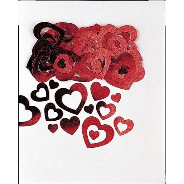 Magni Amscan INT361001 - Konfetti ausgestanzte Herzen, rot, metallisch, Folie, 14 g, Streudeko, Tischdekor