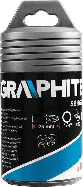 Actual product image Graphite Screwdriver bits PH2 x 25 mm, 100 pcs. (Cross Phillips PH)