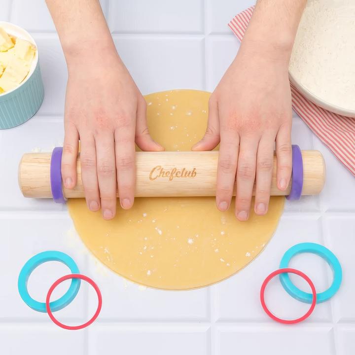 Image du produit Chefclub Rouleau à pâtisserie avec anneaux en silicone