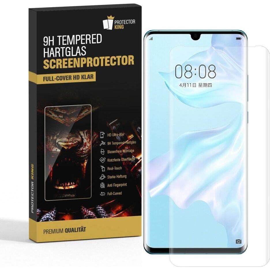 Protectorking 2x echtes Tempered 9H Panzerhartglas 3D KLAR (2 Stück, Huawei P30 Pro), Smartphone Schutzfolie