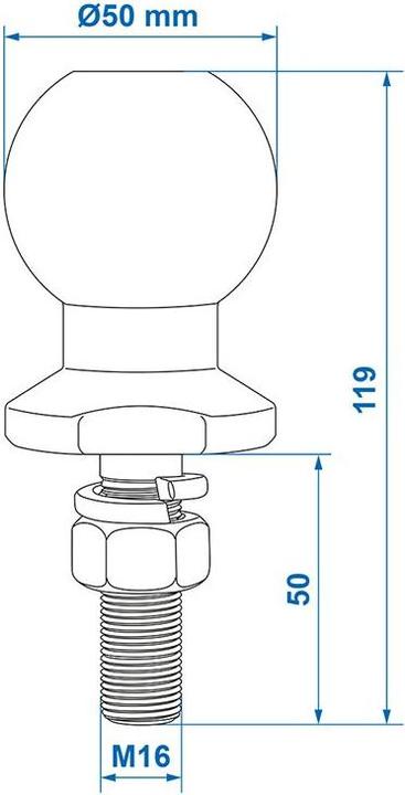 Produktbild ProPlus Anhängerkupplungskugel gerade 16mm