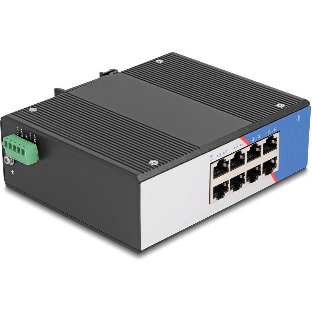 Delock Industrie Gigabit Ethernet Switch 8 Port RJ45 für Hut (8 porte), Switch di rete, Nero