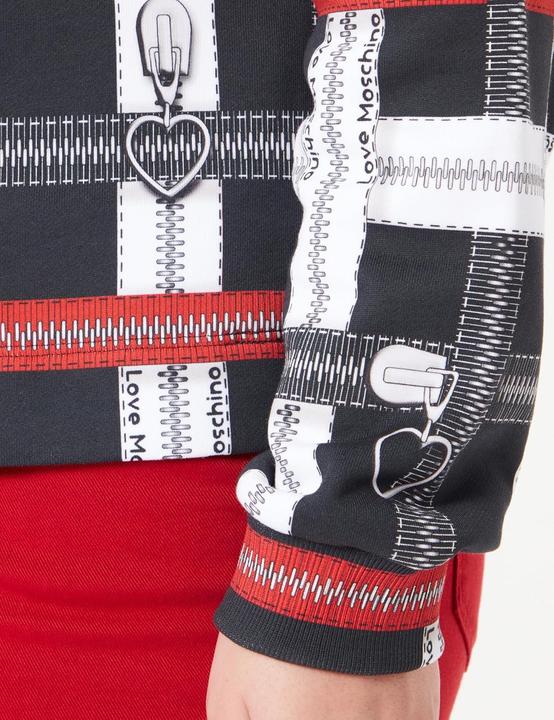 Produktbild Love Moschino Regular Fit Kapuzenpullover mit Allover-Markenreissverschluss-Print (40)