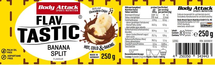 Valori nutrizionali e ingredienti Body Attack Flav Tastic (barattolo da 250g) (250 g, banana Split)