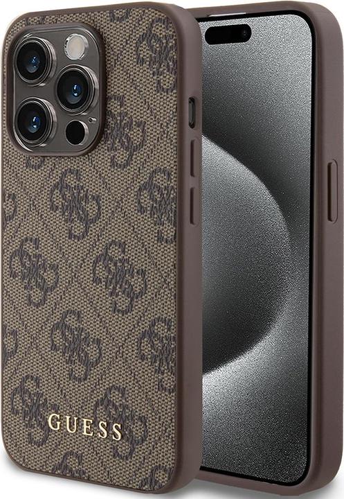 Produktbild Guess GUHCP15LG4GFBR iPhone 15 Pro 6.1" brązowy/brown hard case 4G Metal Gold Logo (Apple iPhone 15 Pro)