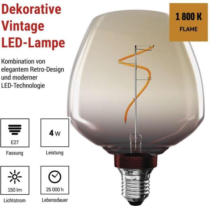 Produktbild Emos LED Lampe DECO S123 / E27 / 4 W (16 W) / 150 lm / flame (E27, 150 lm, 1x)