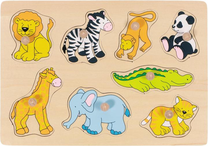 Produktbild Goki Hölzerne Bubble Puzzle Wildtiere (8 Teile)