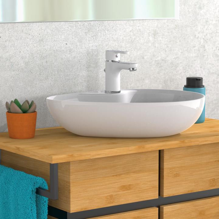 Actual product image Eisl Bathroom tap DIZIANI basin mixer white chrome single lever mixer tap NI075DINWCR
