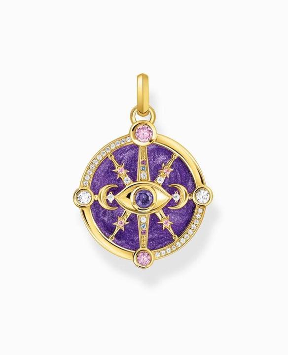 Actual product image Thomas Sabo Pendant eye with cosmic details and coloured stones silver gold plated (Enamel, 925 silver)