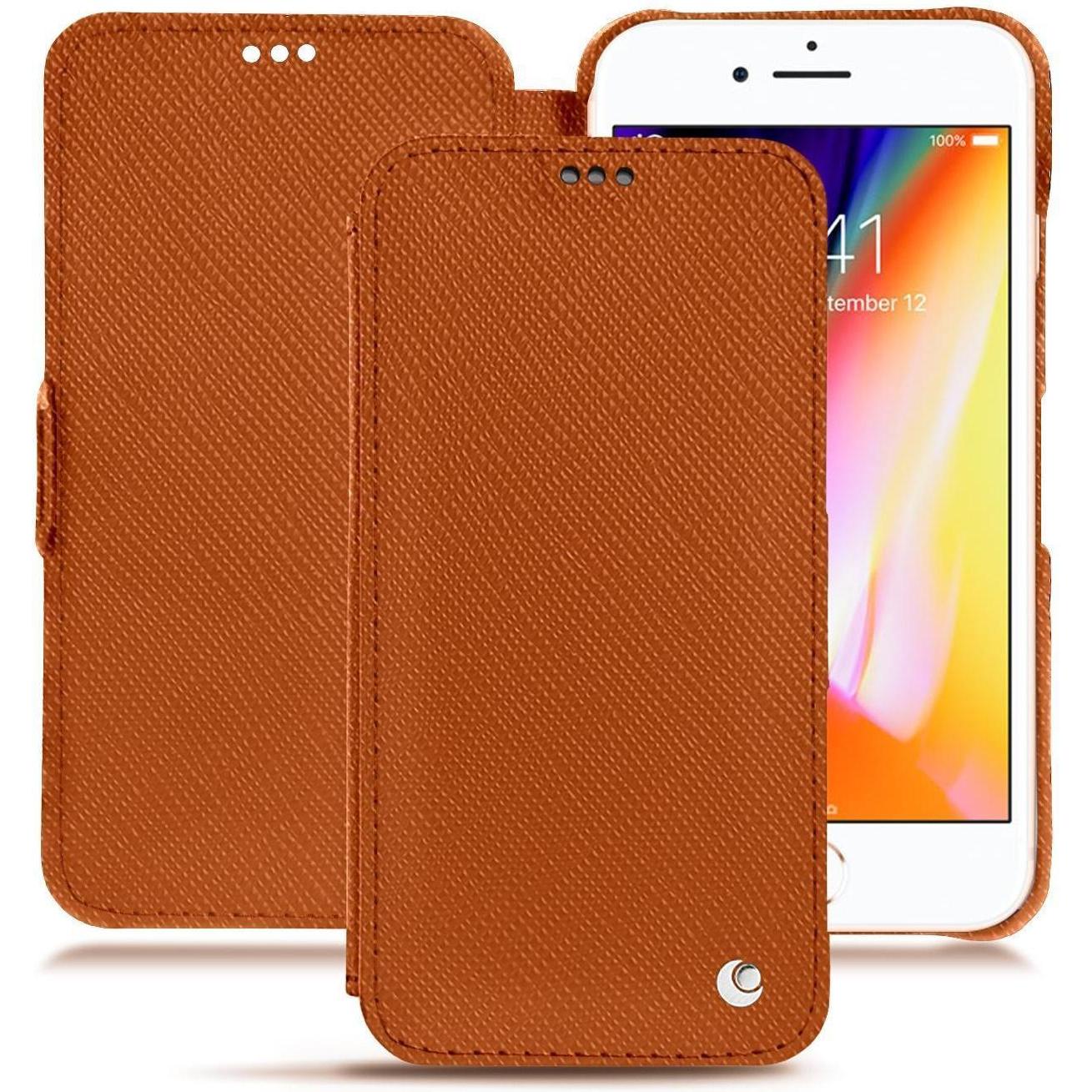 Thumbnail - Noreve Lederschutzhülle horizontal (Apple iPhone 8), Smartphone Hülle, Orange
