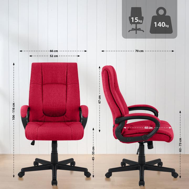 Actual product image CLP Office chair XL Sparta fabric, red (45 - 54 cm)