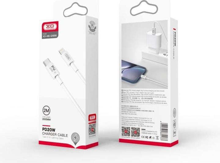 Actual product image xO cable NB-Q189B PD USB-C - Lightning 2,0m 20W white (2 m, 20 W)