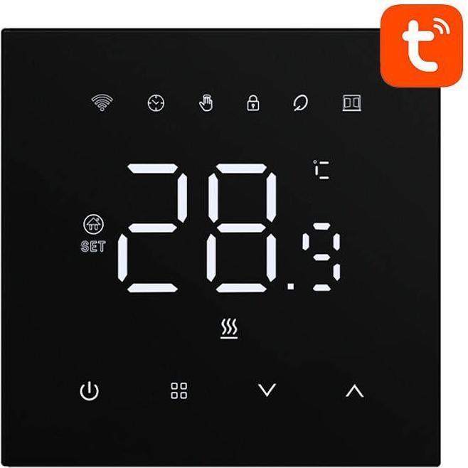 Avatto Termostato intelligente WT410-BH-3A-B Caldaia a gas 3A WiFi, Termostato, Nero