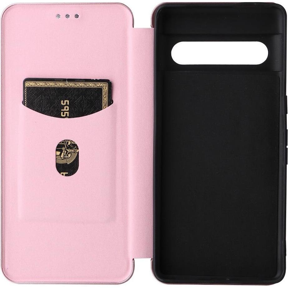 Thumbnail - Cover-Discount Google Pixel 7 Pro - Carbon Look Flip Case rosa (Google Pixel 7 Pro), Smartphone Hülle, Rosa