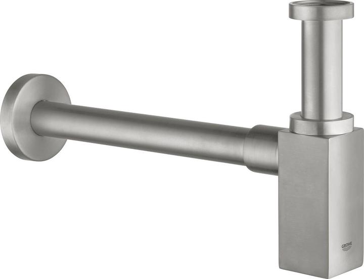 Produktbild Grohe Waschtisch-Sifon, eckig (supersteel) (Flaschensiphon, 1 1/4")
