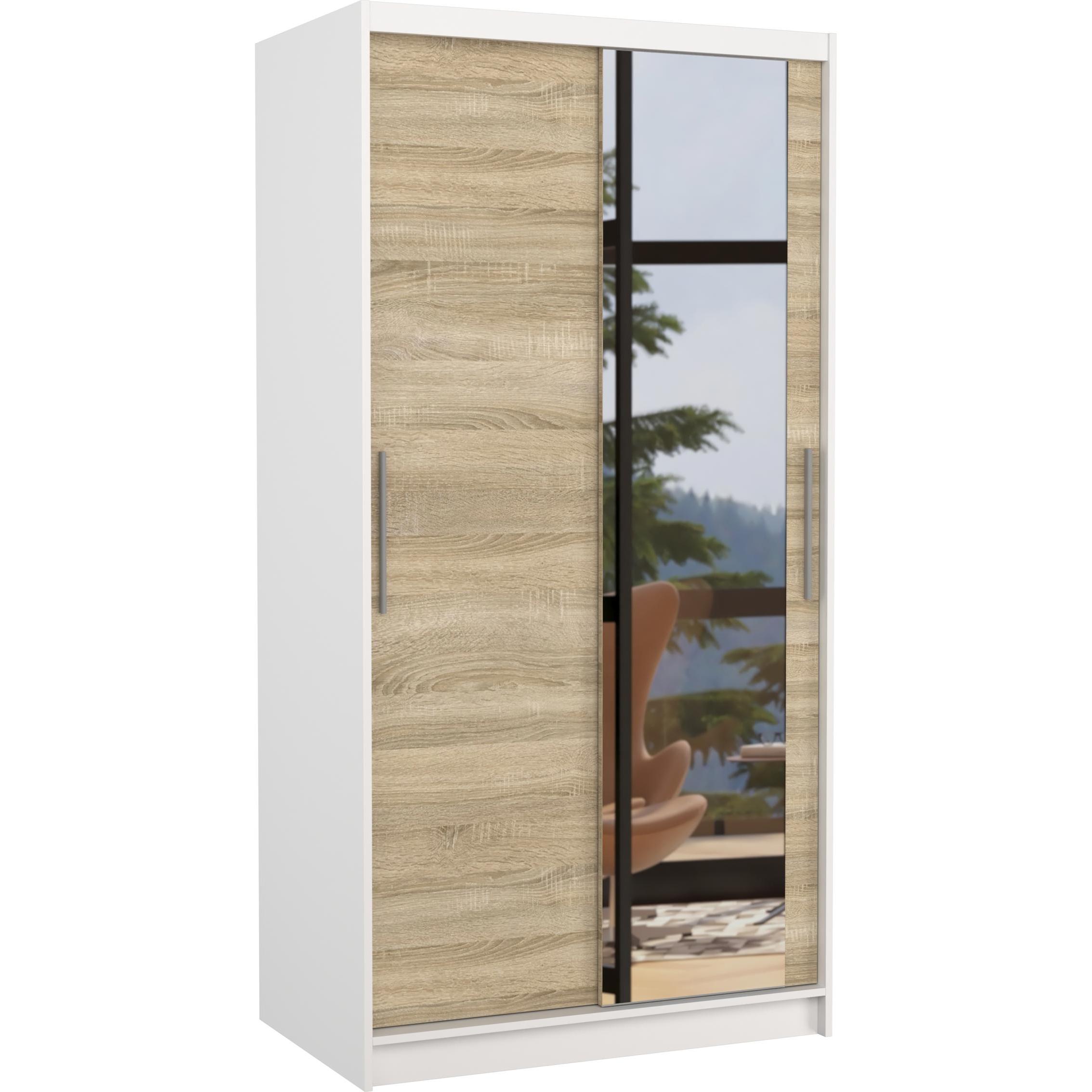 ADRK Furniture, Kleiderschrank, Verspiegelter Schiebeschrank BAROS 100