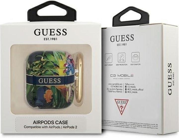 Productafbeelding Guess GUA2HHFLB AirPods hoesje niebieski/blauw Flower Strap Collection (Koptelefoon tas)
