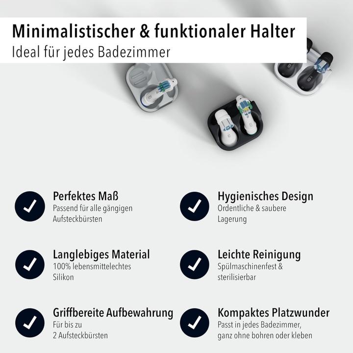 Produktbild Qikfresh Aufsteckbürstenhalter 2er Schwarz (Zahnbürstenhalter)