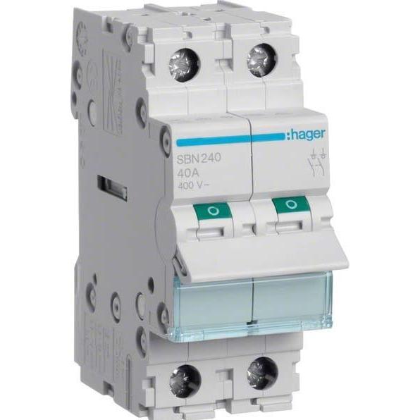 Hager HAG SBN240 Ausschalter 2P 40A, Elektronikzubehör + Gehäuse