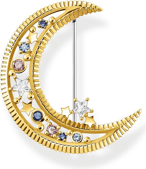 Immagine prodotto Thomas Sabo Spilla Mezza Luna con Pietre Colorate Oro (Acciaio inossidabile, Argento 925)